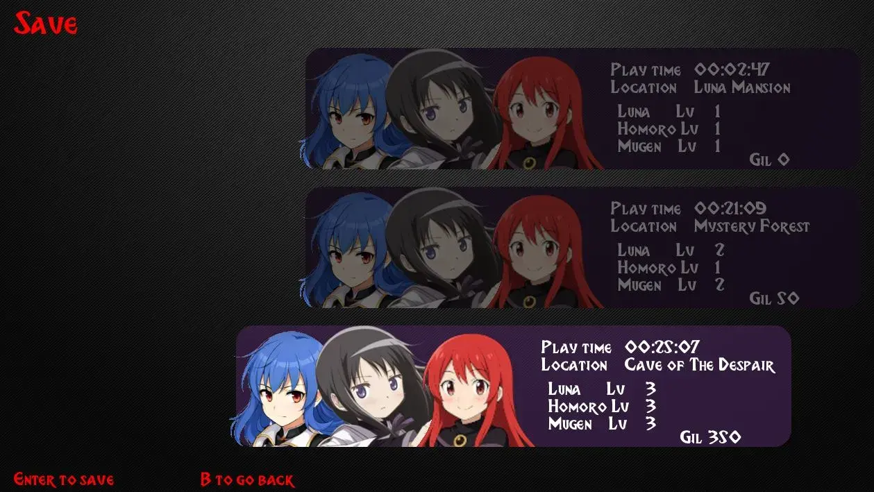 Luna save menu screenshot