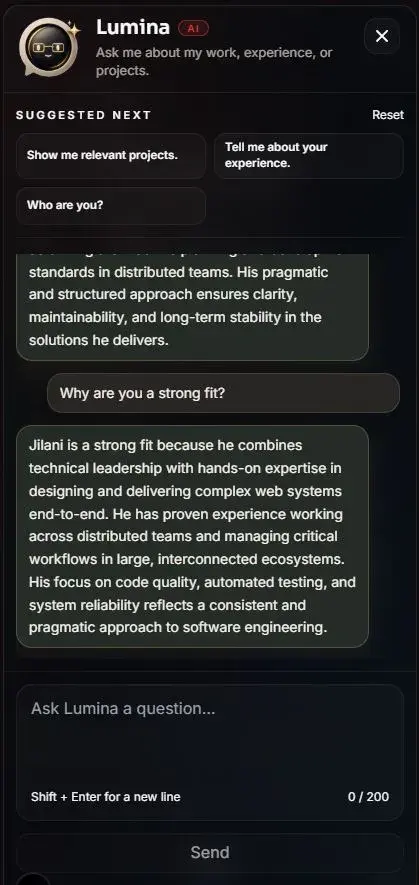 Lumina AI assistant on mobile