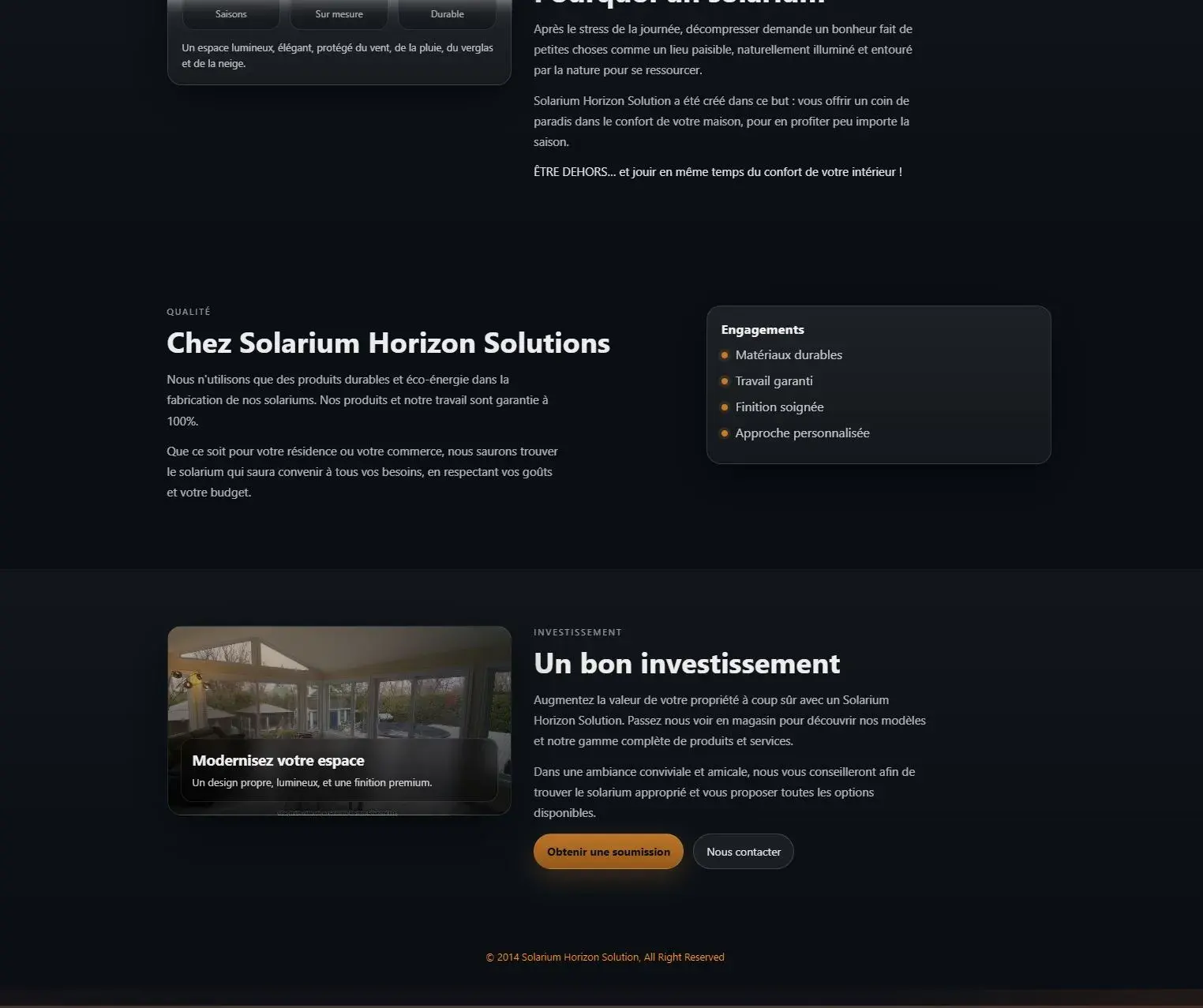 Solarium Horizon Solutions content section screenshot
